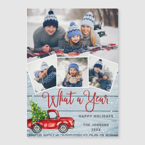 What a Year Christmas 4 PHOTO Magnetic Card