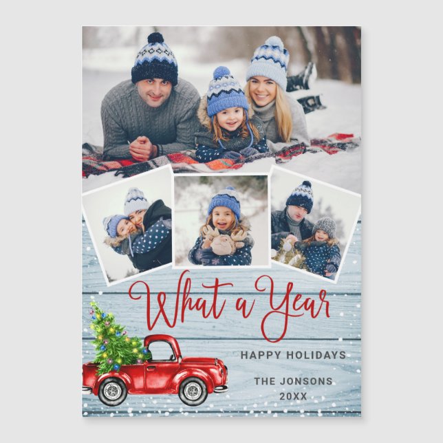 What a Year Christmas 4 PHOTO Magnetic Card (Front)