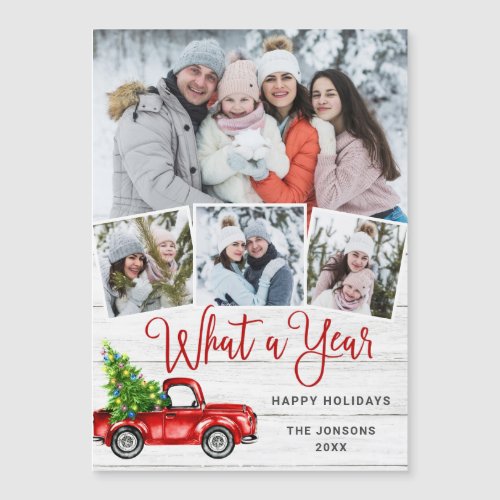 What a Year Christmas 4 PHOTO Magnetic Card