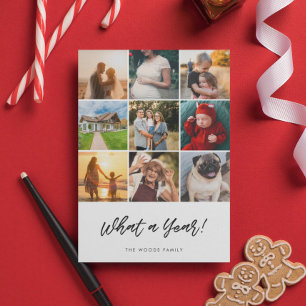 What a Year Christmas 9 Photo Collage Family Holiday Card
