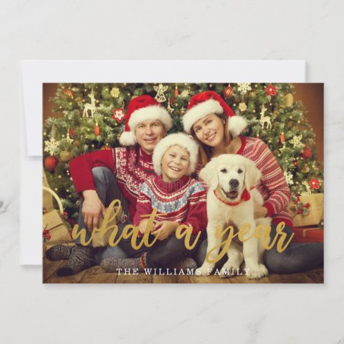 What a Year Christmas Family Photo Typography  Hol Holiday Card