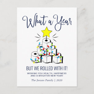 What a Year Christmas Holiday Greeting Postcard