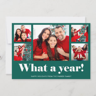 What a Year Christmas or New Year Green Photo Holiday Card