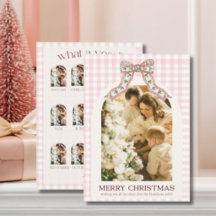 What A Year Christmas Photo Card | Pink Gingham 12