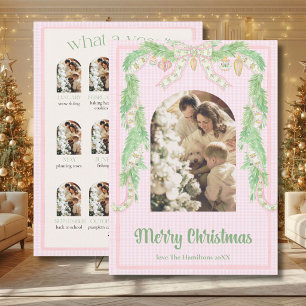 What A Year Christmas Photo, gingham, 13 photos Holiday Card