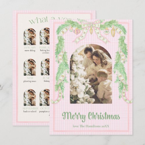 What A Year Christmas Photo, gingham, 13 photos Holiday Card