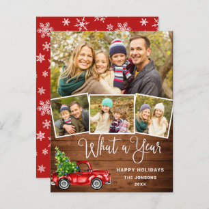 What a Year Christmas Red Farm Truck Holiday Card
