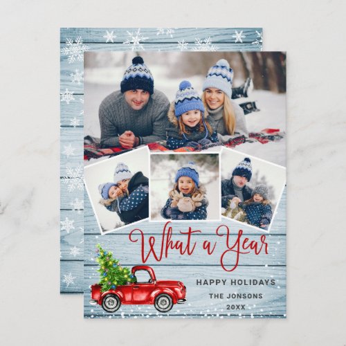 What a Year Christmas Red Farm Truck Holiday Card