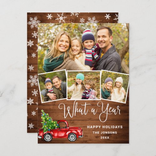 What a Year Christmas Red Farm Truck Holiday Card