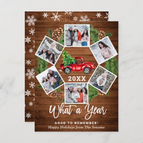 What a Year Christmas Red Truck 6 Photo Card