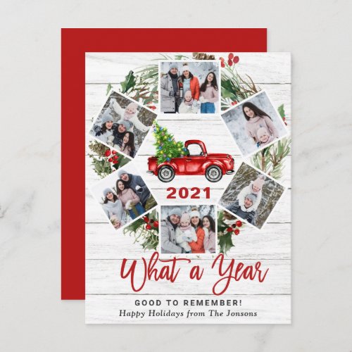 What a Year Christmas Red Truck 6 Photo Card