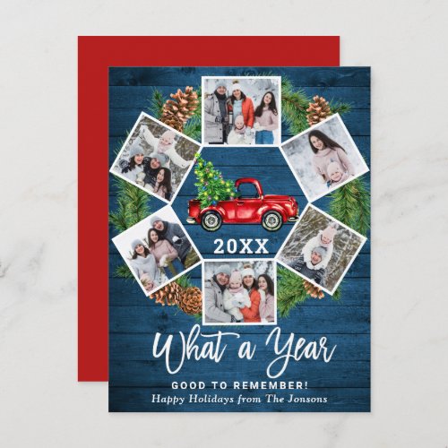 What a Year Christmas Red Truck 6 Photo Card