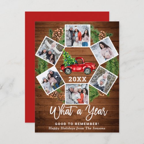 What a Year Christmas Red Truck 6 Photo Card