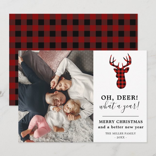 What a year deer with photo holiday card (Front/Back)