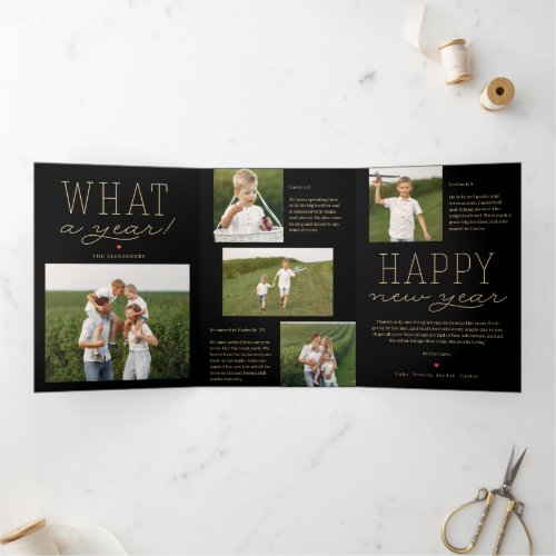 What A Year EDITABLE COLOR Trifold Holiday Card
