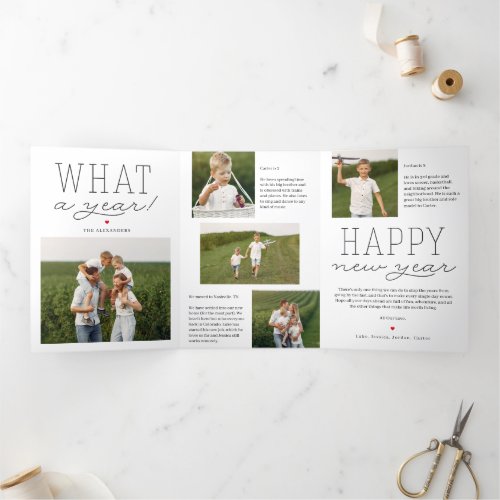What A Year EDITABLE COLOR Trifold Holiday Card