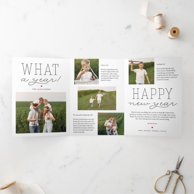 What A Year EDITABLE COLOR Trifold Holiday Card (Inside)