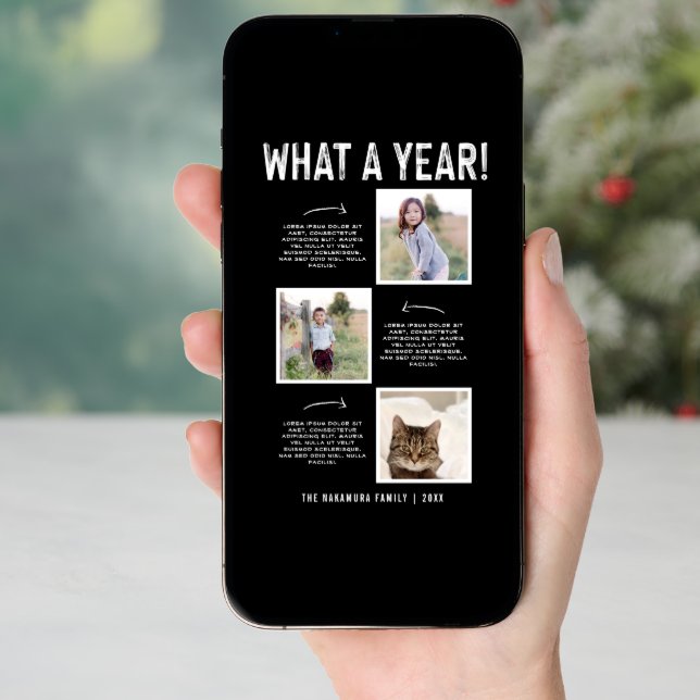 What A Year!  Family Newsletter New Year Six Photo Holiday Card (Front Digital)