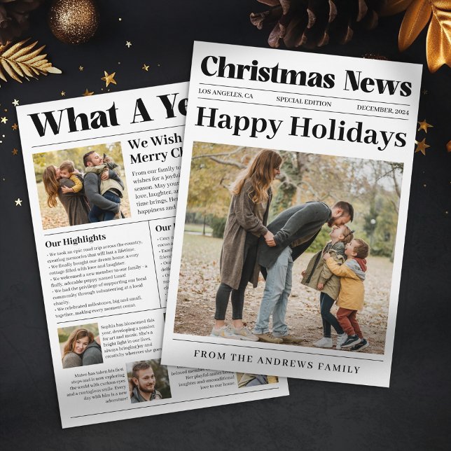 What a Year! Family Photo Christmas Newspaper Holiday Card (Creator Uploaded)
