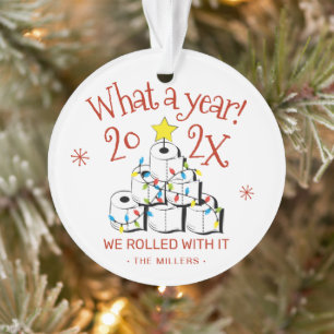 What A Year Funny Toilet Paper Family Photo Ornament