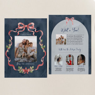 What A Year Grandmillennial Coquette Bow Wreath Holiday Card