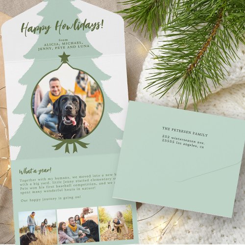 What A Year in review 4 photo green trifold green All In One Invitation