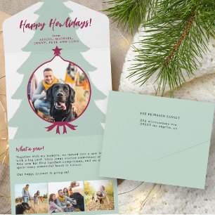 What A Year in review 4 photo green trifold red All In One Invitation