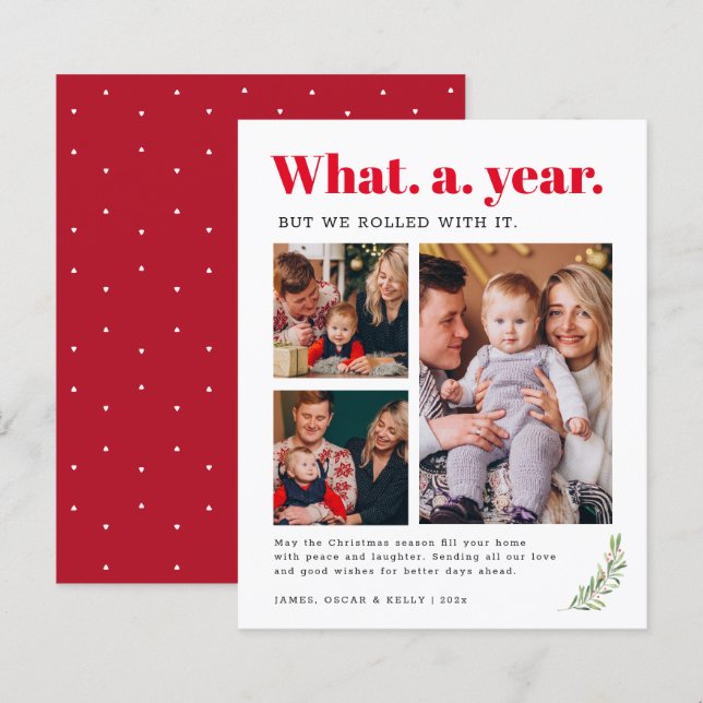 What A Year Merry Christmas Budget Photo Card (Front/Back)