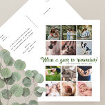 What a Year Minimalist 12 Photo Collage Christmas Holiday Postcard<br><div class="desc">Send your custom Christmas wishes to your family and friends while showcasing some of your favorite moments from this year! This modern minimalist Christmas holiday multi-photo collage card features a collage of twelve square photos and a mix of festive script and simple modern typography. Below, in elegant script lettering is...</div>