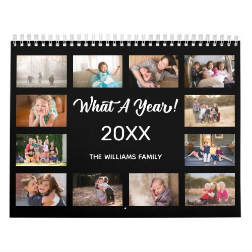 What A Year Modern Black Custom Photo Calendar