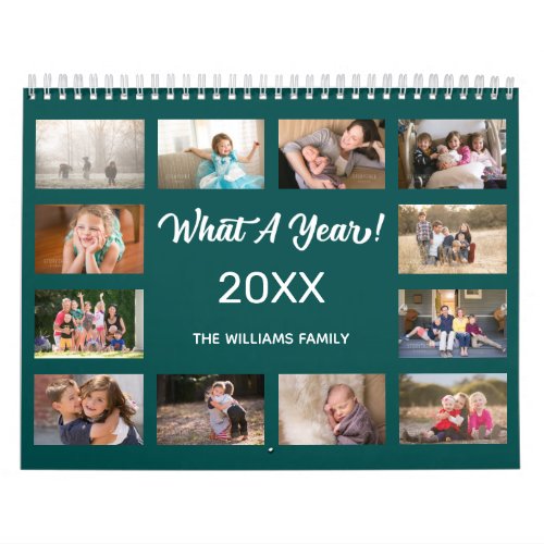 What A Year Modern Blue_Green Custom 2024 Photo Calendar