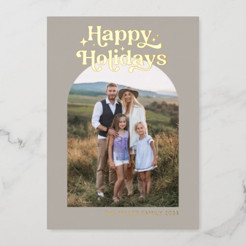 What A Year Modern Family Photo Collage Review  Foil Holiday Card