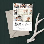 What A Year Modern Family Photo Collage Review Holiday Card<br><div class="desc">This modern holiday photo card is a stylish way to showcase your photos. Featuring 8 of your photos with modern brush script that says "What a Year". A great way to share and review your year with loved ones. Add your own custom newsletter to the back, or simply delete the...</div>