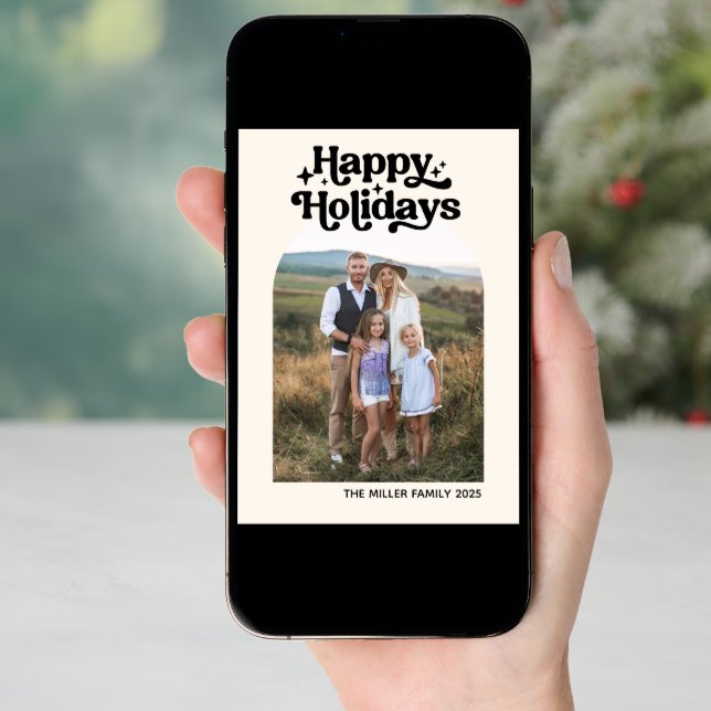 What A Year Modern Family Photo Collage Review  Holiday Card (Front Digital)