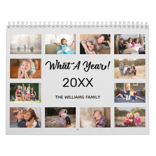 What A Year Modern Grey Custom Photo Calendar