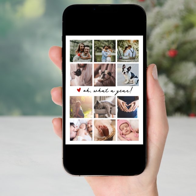 What a Year Modern Mutiple Photo Collage Holiday Card (Front Digital)