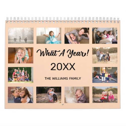 What A Year Modern Peach Custom 2024 Photo Calendar