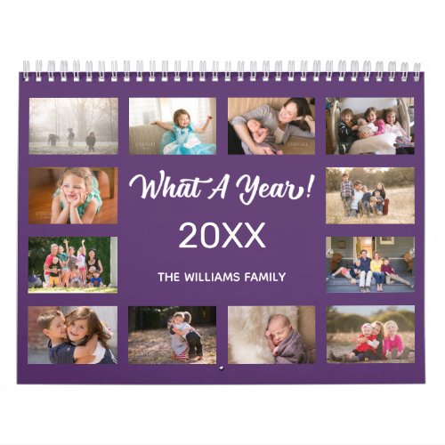 What A Year Modern Purple Custom 2024 Photo Calendar