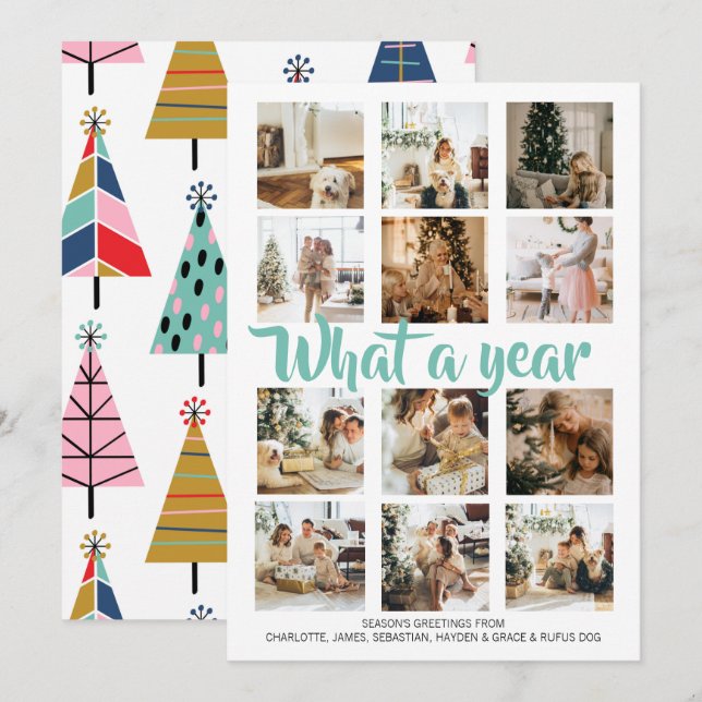 What a Year Photo Christmas Personalized Holiday Card (Front/Back)