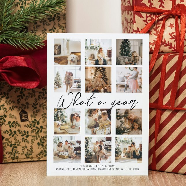 What a Year Photo Christmas Personalized Holiday Card (What a Year Photo Christmas Personalized Holiday Card by Ricaso. Add 9 photographs and own message)