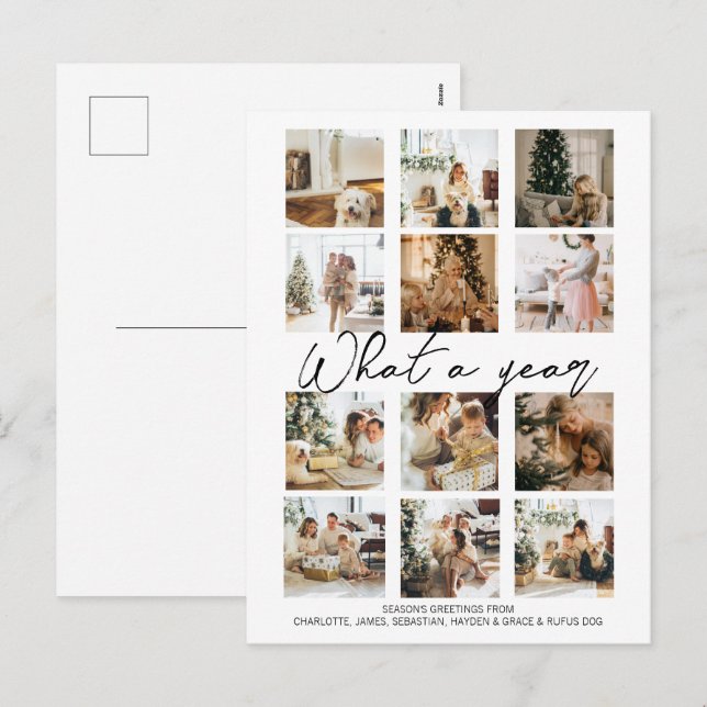 What a Year Photo Christmas Personalized Holiday Postcard (Front/Back)