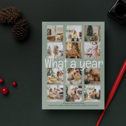 What a Year Photo Christmas Personalized Holiday Postcard