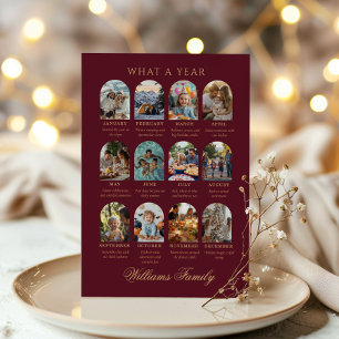 What a Year Photo Christmas Plaid Classic Holiday Foil Invitation