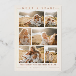 What a Year Photo Collage Foil Holiday Card