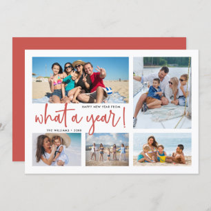 What A Year Photo Collage Year In Review Holiday Card