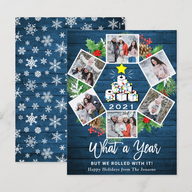 What a Year Quarantine Christmas 6 Photo Card (Front/Back)