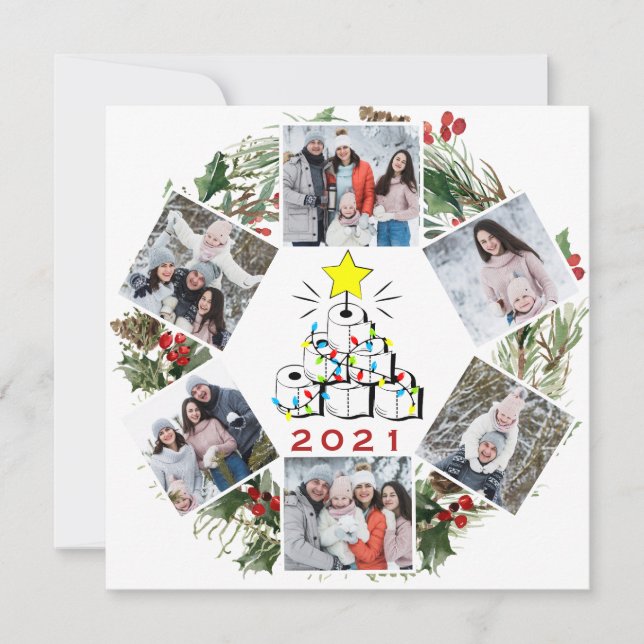What a Year Quarantine Christmas Tree 6 PHOTO Holiday Card (Front)