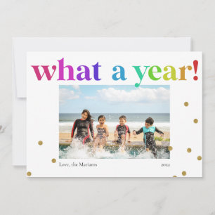 What a year! Rainbow Fun Color Confetti Photo 2022 Holiday Card