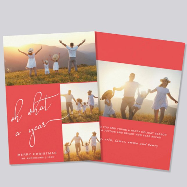 What a Year Red Merry Christmas Photo Holiday Card (Creator Uploaded)