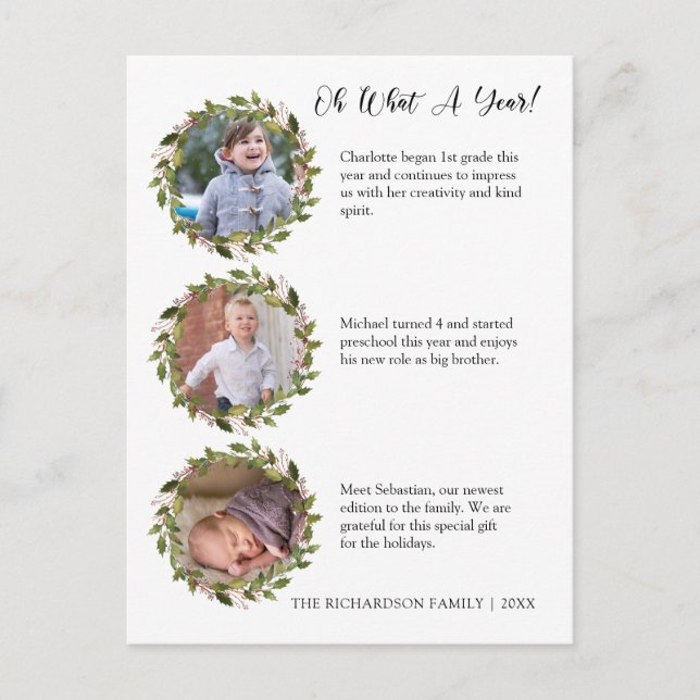 What a Year Review Photo Collage Holiday Postcard (Front)